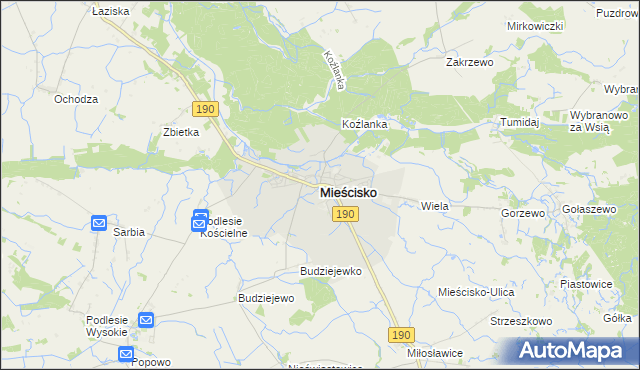 mapa Mieścisko powiat wągrowiecki, Mieścisko powiat wągrowiecki na mapie Targeo