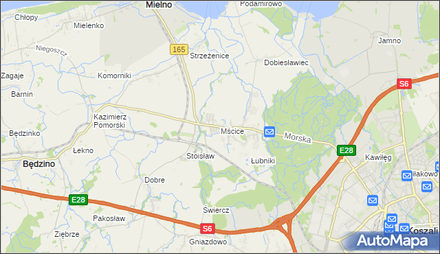 mapa Mścice, Mścice na mapie Targeo