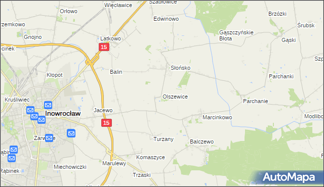mapa Olszewice gmina Inowrocław, Olszewice gmina Inowrocław na mapie Targeo