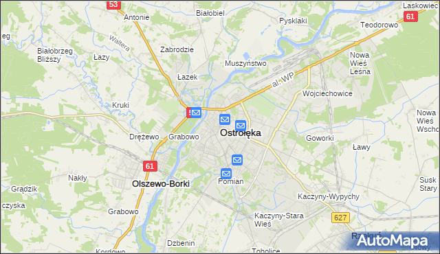 mapa Ostrołęka, Ostrołęka na mapie Targeo