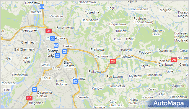mapa Piątkowa gmina Chełmiec, Piątkowa gmina Chełmiec na mapie Targeo