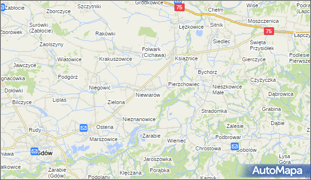 mapa Pierzchów, Pierzchów na mapie Targeo