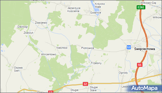 mapa Piotrowice gmina Święciechowa, Piotrowice gmina Święciechowa na mapie Targeo