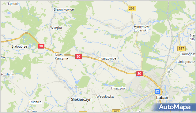 mapa Pisarzowice gmina Lubań, Pisarzowice gmina Lubań na mapie Targeo