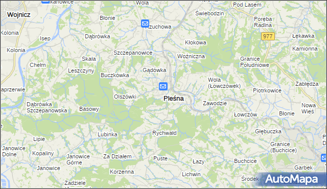 mapa Pleśna powiat tarnowski, Pleśna powiat tarnowski na mapie Targeo