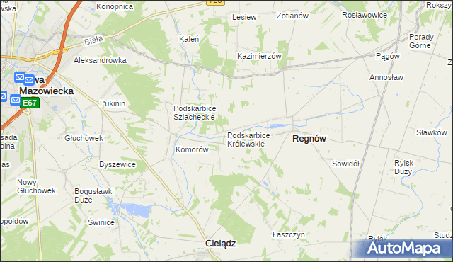 mapa Podskarbice Królewskie, Podskarbice Królewskie na mapie Targeo