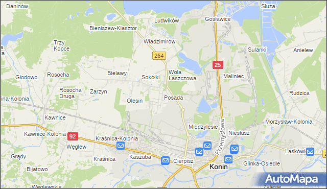 mapa Posada gmina Kazimierz Biskupi, Posada gmina Kazimierz Biskupi na mapie Targeo