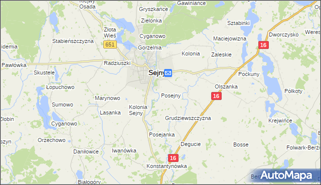 mapa Posejny, Posejny na mapie Targeo