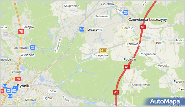 mapa Przegędza, Przegędza na mapie Targeo