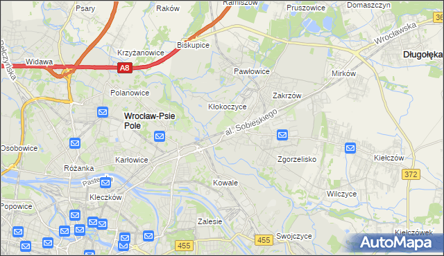 mapa Psie Pole gmina Wrocław, Psie Pole gmina Wrocław na mapie Targeo