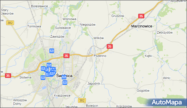 mapa Pszenno, Pszenno na mapie Targeo