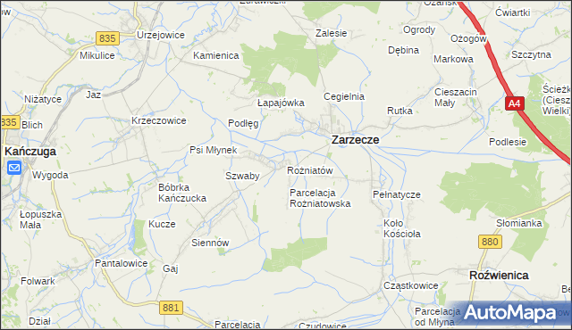 mapa Rożniatów gmina Zarzecze, Rożniatów gmina Zarzecze na mapie Targeo
