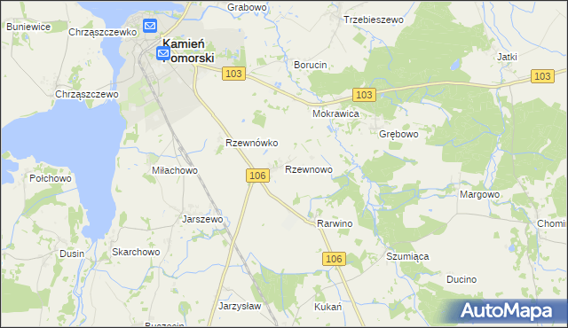 mapa Rzewnowo, Rzewnowo na mapie Targeo