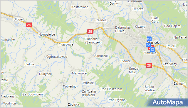 mapa Sanoczek, Sanoczek na mapie Targeo