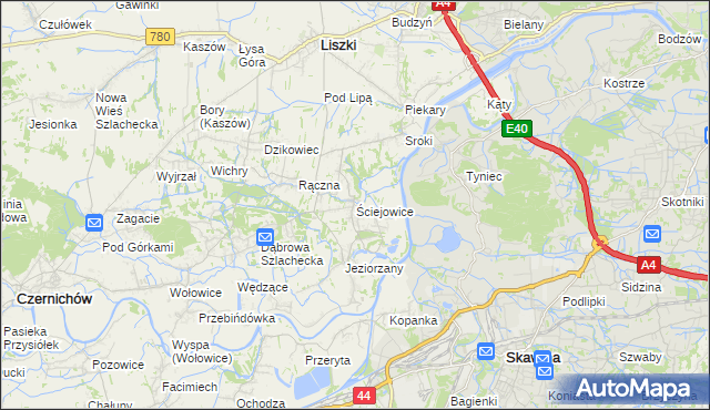 mapa Ściejowice, Ściejowice na mapie Targeo