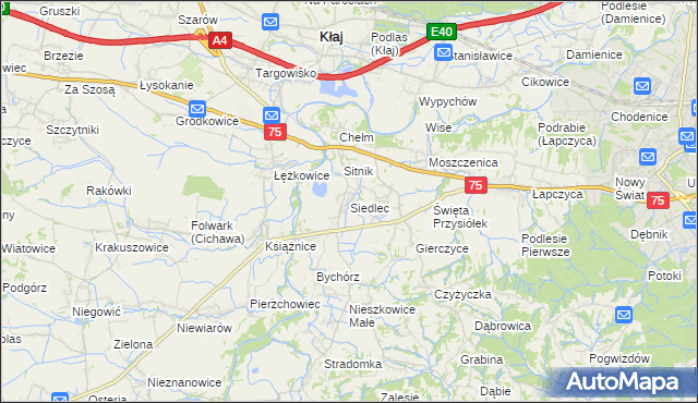 mapa Siedlec gmina Bochnia, Siedlec gmina Bochnia na mapie Targeo