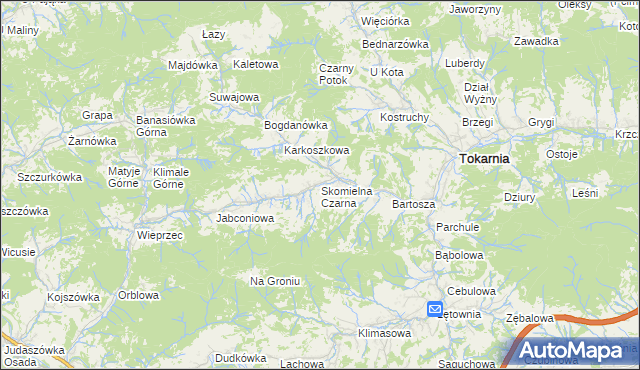 mapa Skomielna Czarna, Skomielna Czarna na mapie Targeo