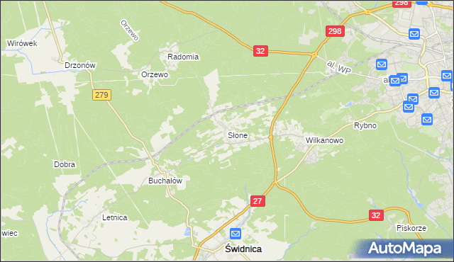 mapa Słone gmina Świdnica, Słone gmina Świdnica na mapie Targeo