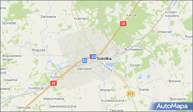 mapa Sokółka, Sokółka na mapie Targeo