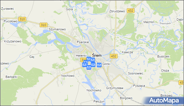 mapa Śrem, Śrem na mapie Targeo