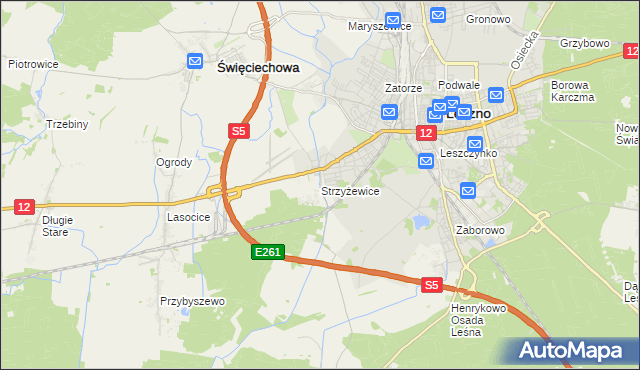 mapa Strzyżewice gmina Święciechowa, Strzyżewice gmina Święciechowa na mapie Targeo