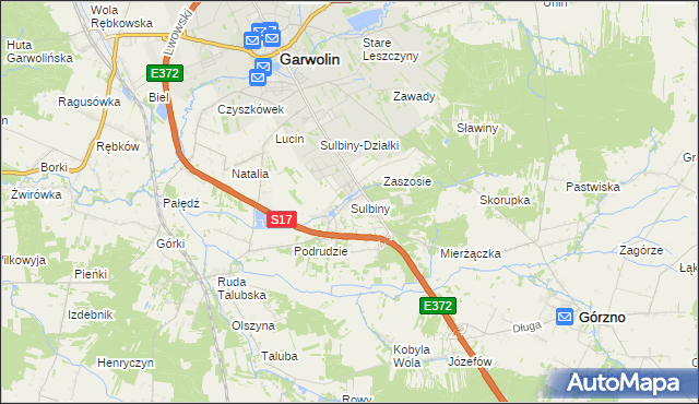 mapa Sulbiny, Sulbiny na mapie Targeo