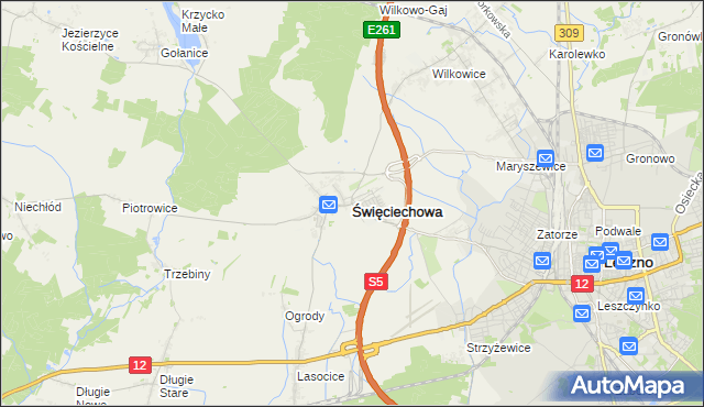 mapa Święciechowa, Święciechowa na mapie Targeo
