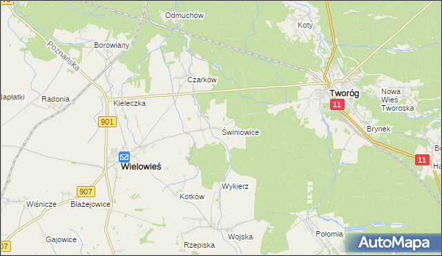 mapa Świniowice, Świniowice na mapie Targeo
