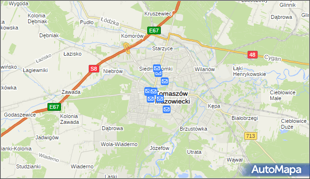 mapa Tomaszów Mazowiecki, Tomaszów Mazowiecki na mapie Targeo