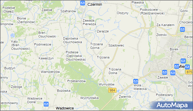 mapa Trzciana gmina Czermin, Trzciana gmina Czermin na mapie Targeo