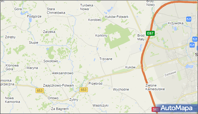 mapa Trzciane, Trzciane na mapie Targeo