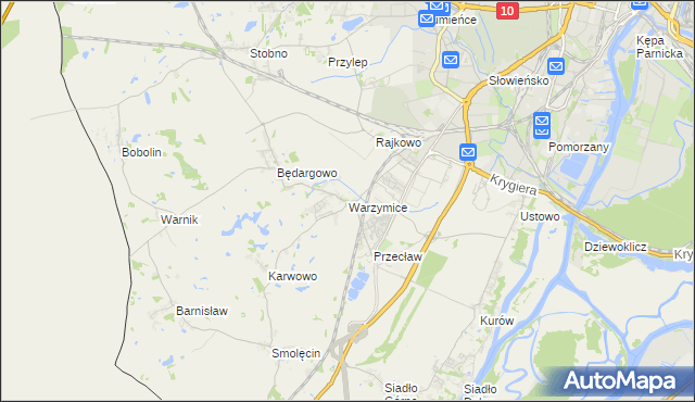 mapa Warzymice, Warzymice na mapie Targeo