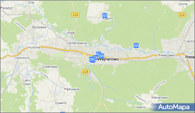 mapa Wejherowo, Wejherowo na mapie Targeo