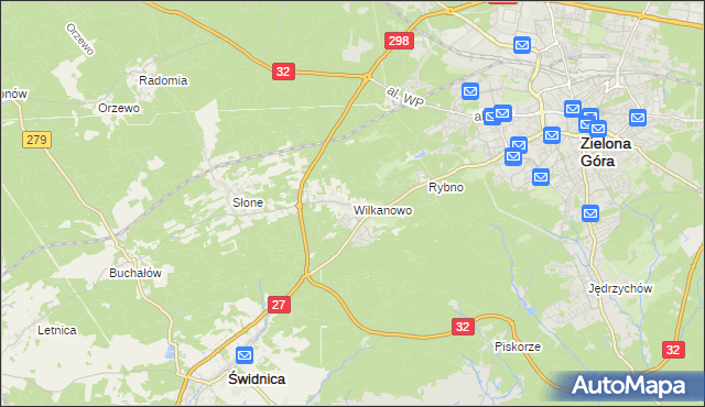 mapa Wilkanowo gmina Świdnica, Wilkanowo gmina Świdnica na mapie Targeo
