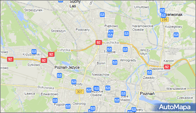 mapa Winiary gmina Poznań, Winiary gmina Poznań na mapie Targeo