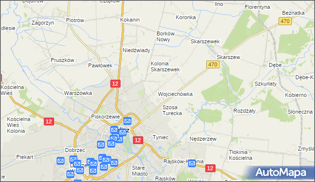 mapa Wojciechówka gmina Żelazków, Wojciechówka gmina Żelazków na mapie Targeo