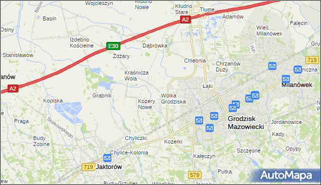 mapa Wólka Grodziska gmina Grodzisk Mazowiecki, Wólka Grodziska gmina Grodzisk Mazowiecki na mapie Targeo