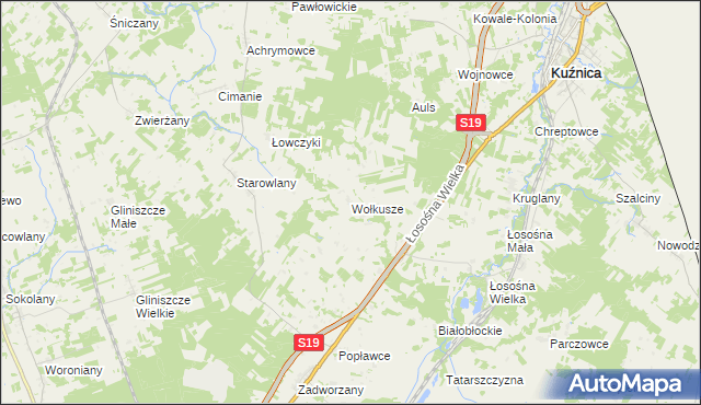 mapa Wołkusze, Wołkusze na mapie Targeo