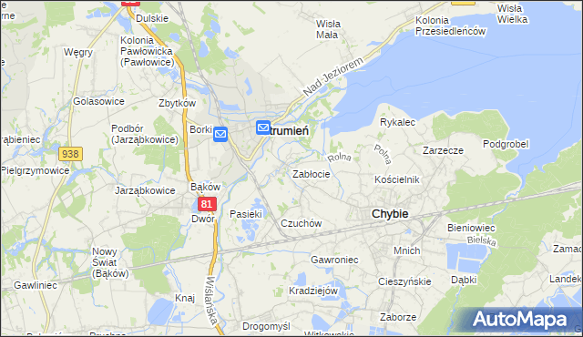 mapa Zabłocie gmina Strumień, Zabłocie gmina Strumień na mapie Targeo