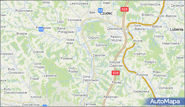 mapa Zaborów gmina Czudec, Zaborów gmina Czudec na mapie Targeo