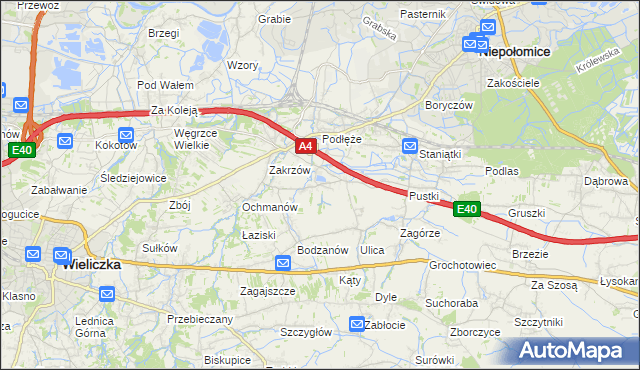 mapa Zakrzowiec, Zakrzowiec na mapie Targeo