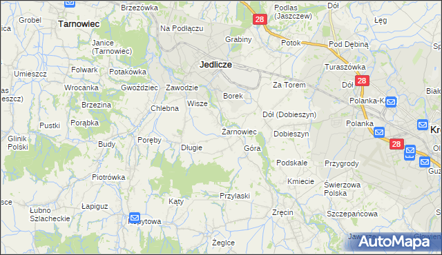 mapa Żarnowiec gmina Jedlicze, Żarnowiec gmina Jedlicze na mapie Targeo