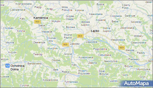 mapa Zarzecze gmina Łącko, Zarzecze gmina Łącko na mapie Targeo