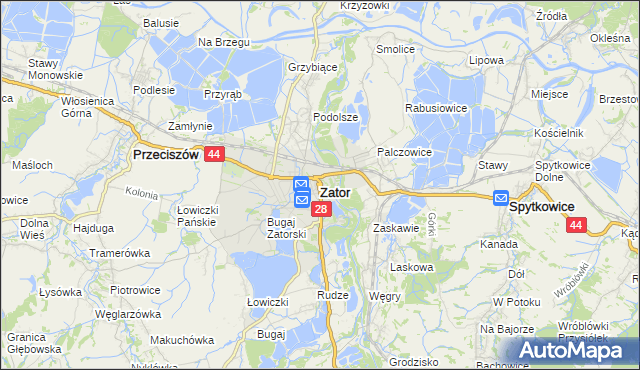 mapa Zator powiat oświęcimski, Zator powiat oświęcimski na mapie Targeo