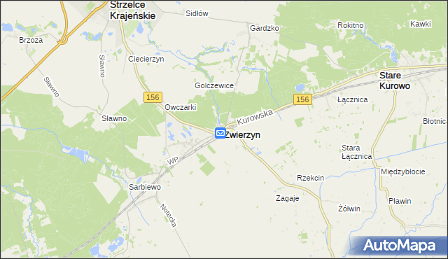 mapa Zwierzyn powiat strzelecko-drezdenecki, Zwierzyn powiat strzelecko-drezdenecki na mapie Targeo