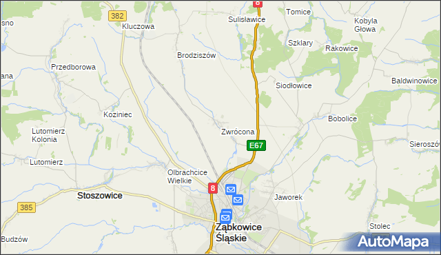 mapa Zwrócona, Zwrócona na mapie Targeo