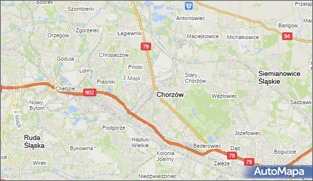 mapa Chorzów, Chorzów na mapie Targeo