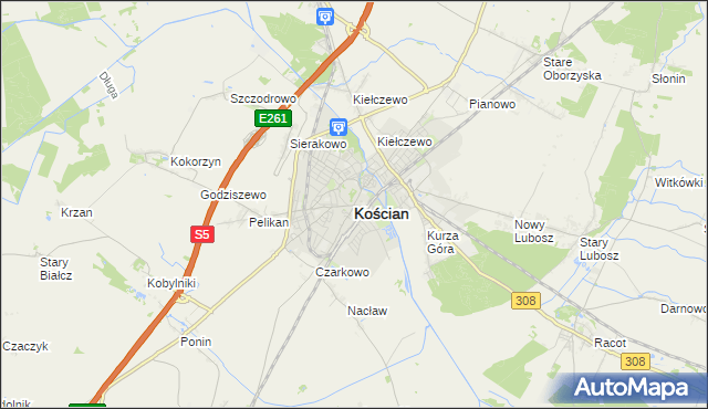 mapa Kościan, Kościan na mapie Targeo