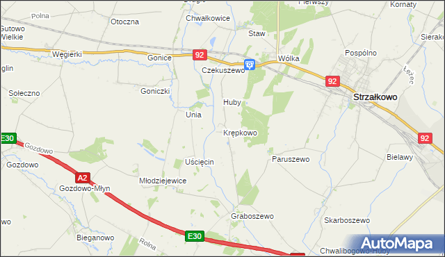 mapa Krępkowo gmina Strzałkowo, Krępkowo gmina Strzałkowo na mapie Targeo