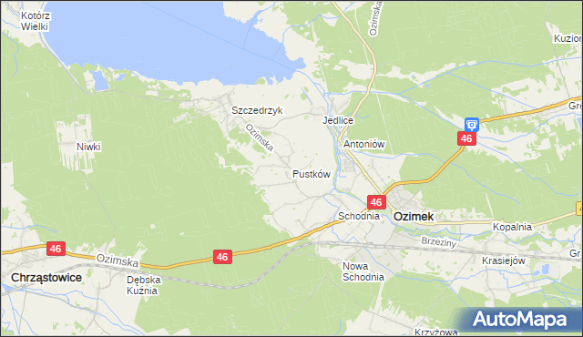 mapa Pustków gmina Ozimek, Pustków gmina Ozimek na mapie Targeo